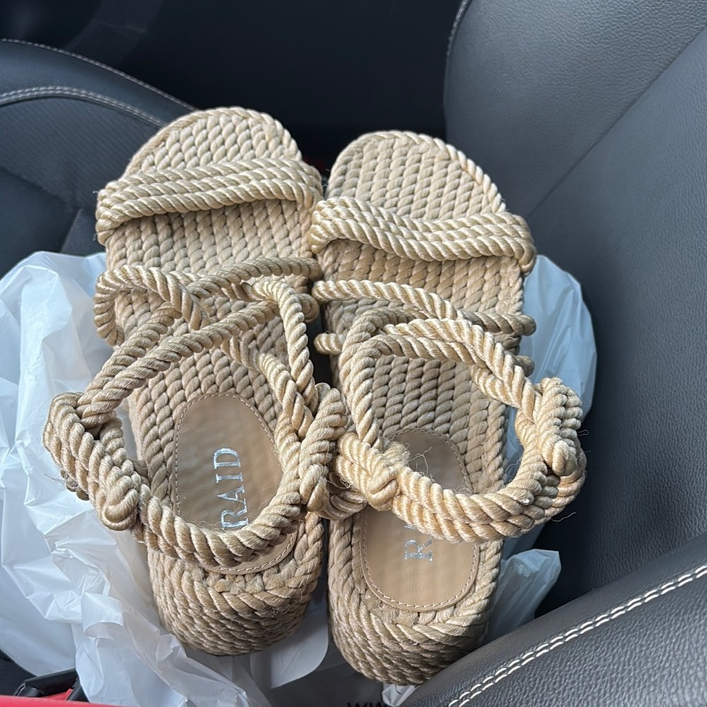 Platform Beige Rope Sandals
